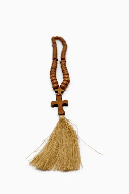 Handmade olive wood rosary with cross & tassel | crafted in bethlehem holy land - rosaries