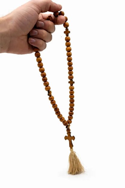 Handmade olive wood rosary with cross & tassel | crafted in bethlehem holy land - rosaries