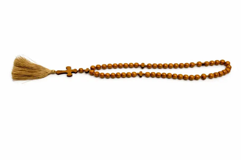 Handmade olive wood rosary with cross & tassel | crafted in bethlehem holy land - rosaries