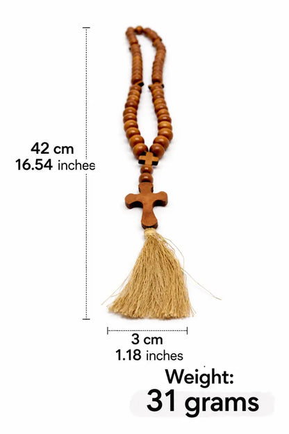 Handmade olive wood rosary with cross & tassel | crafted in bethlehem holy land - rosaries