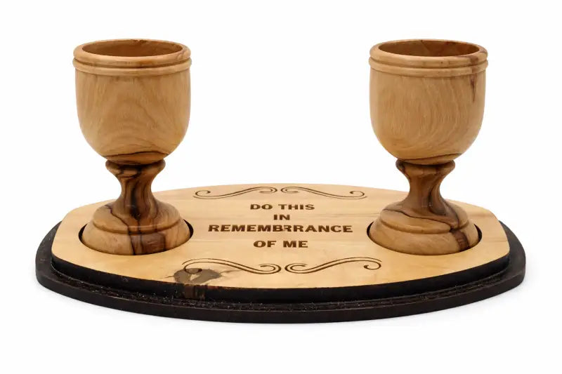 Handmade olive wood wine and water tray from bethlehem - lathe