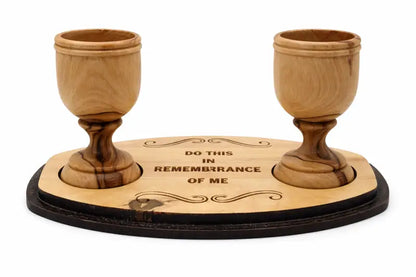 Handmade olive wood wine and water tray from bethlehem - lathe