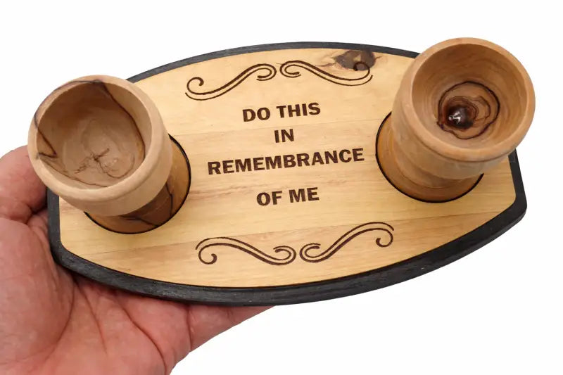 Handmade olive wood wine and water tray from bethlehem - lathe