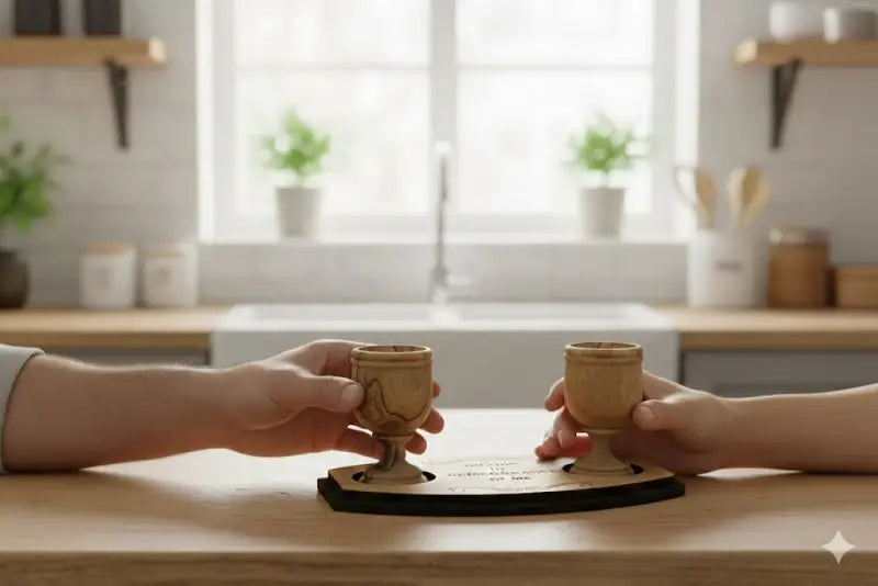Handmade olive wood wine and water tray from bethlehem - lathe