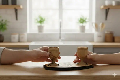 Handmade olive wood wine and water tray from bethlehem - lathe