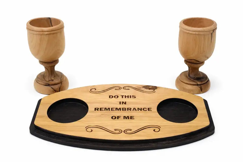 Handmade olive wood wine and water tray from bethlehem - lathe