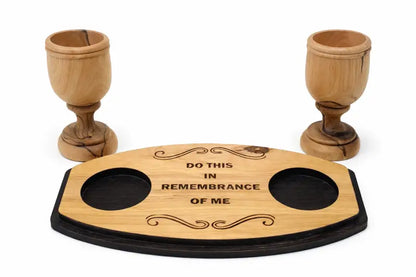 Handmade olive wood wine and water tray from bethlehem - lathe