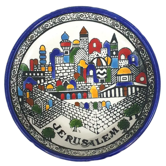 Handmade traditional ceramic plate with jerusalem design