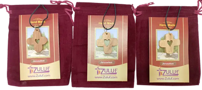 Heart cross pendant crafted from olive wood the holy land - 3