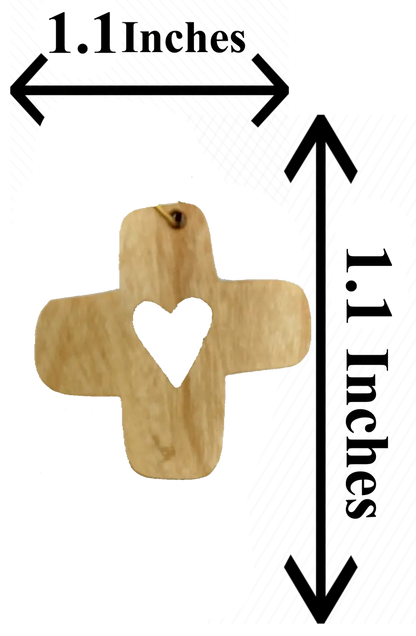 Heart cross pendant crafted from olive wood the holy land