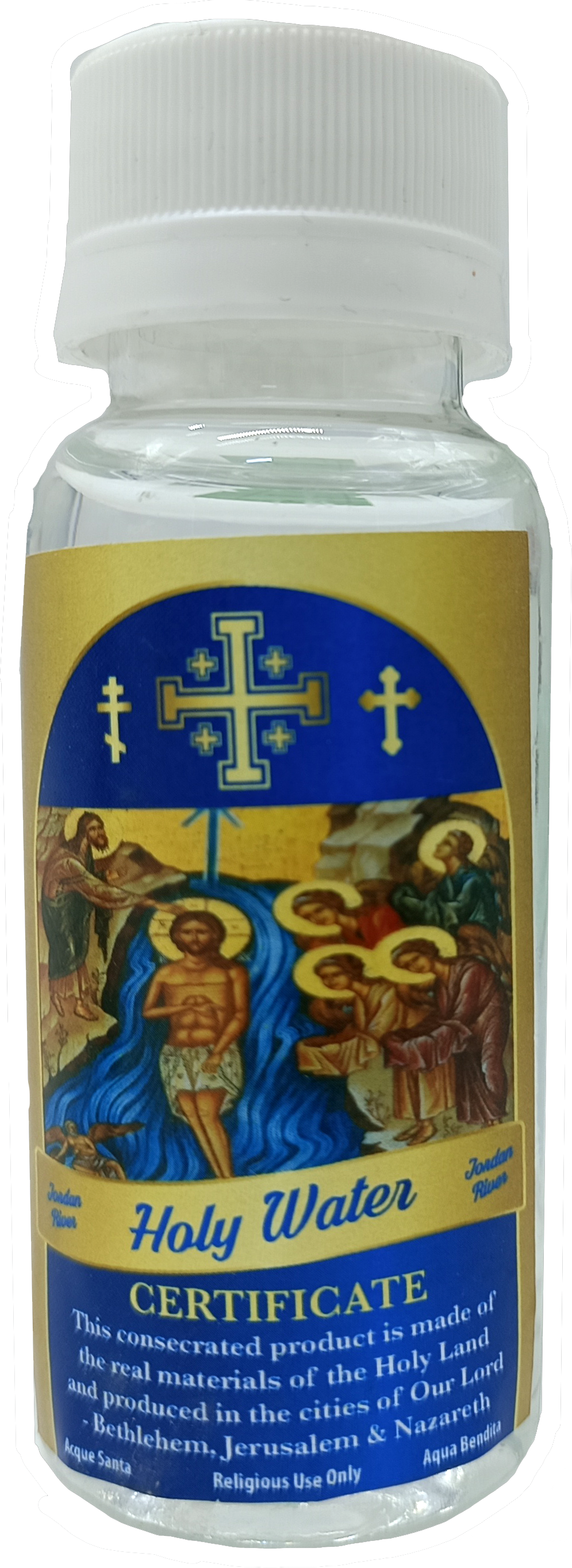 Certified Holy Water from the Jordan River – 3.9" Bottle (75g) | Blessed in Bethlehem, Jerusalem & Nazareth