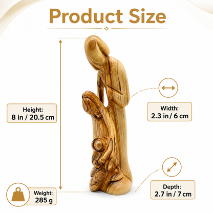 Holy Family nativity statue 8 inch olive wood from the Holy Land