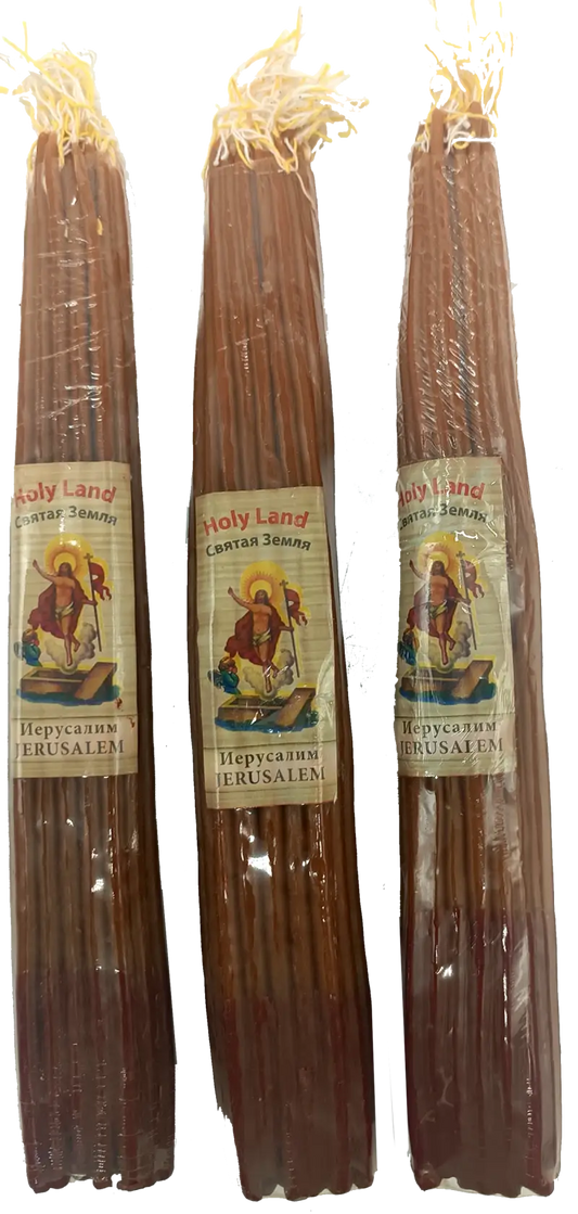 Holy land beeswax prayer candles (3-pack) – 9.6’’ long | handmade in jerusalem | 300g total weight