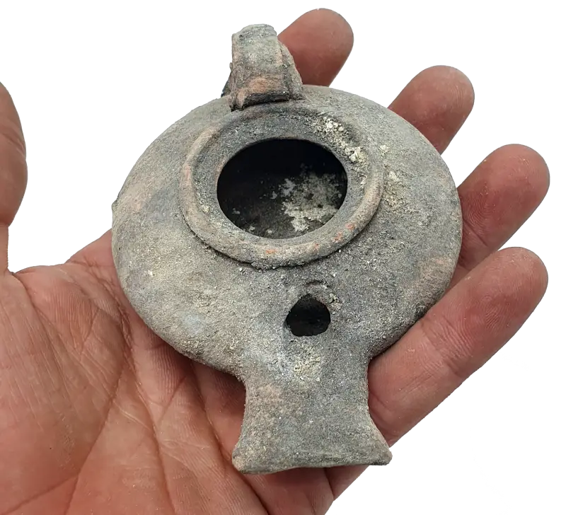 Holy land first century oil clay lamp replica authentic jerusalem pottery - ceramic
