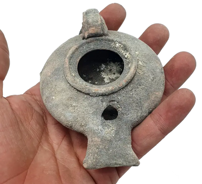 Holy land first century oil clay lamp replica authentic jerusalem pottery - ceramic