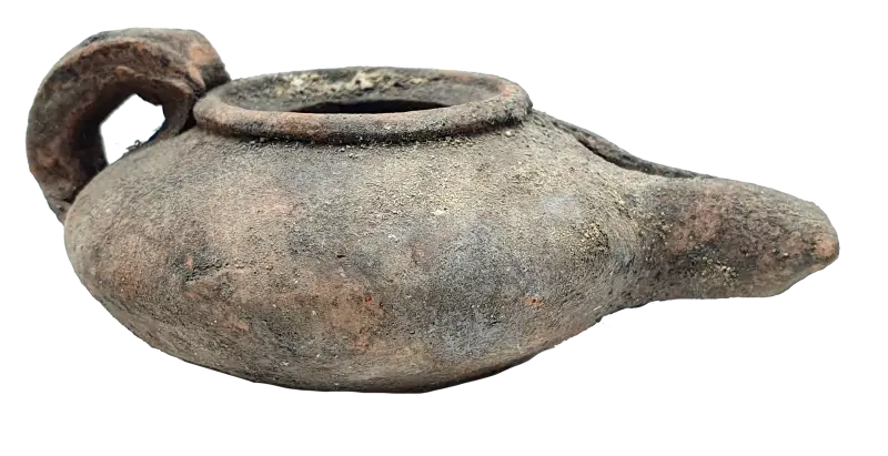 Holy land first century oil clay lamp replica authentic jerusalem pottery - ceramic