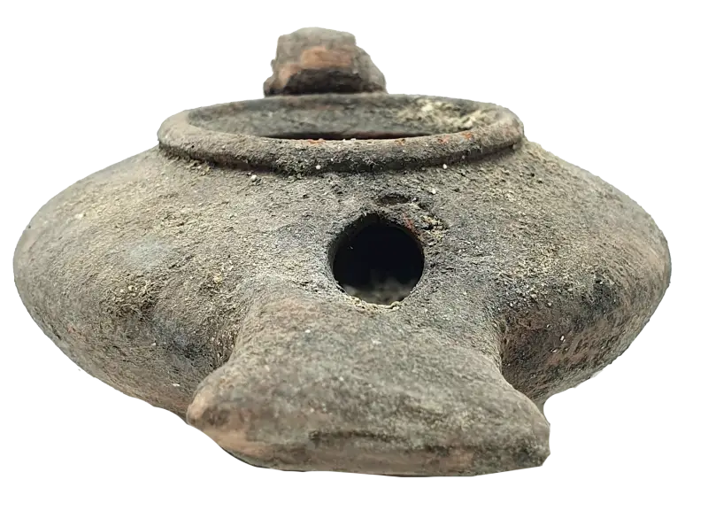 Holy land first century oil clay lamp replica authentic jerusalem pottery - ceramic