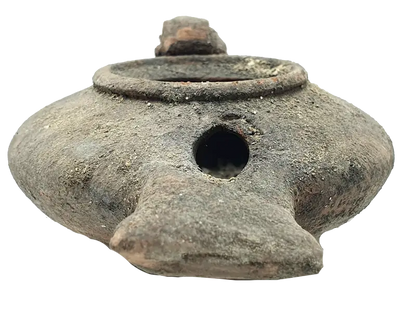 Holy land first century oil clay lamp replica authentic jerusalem pottery - ceramic