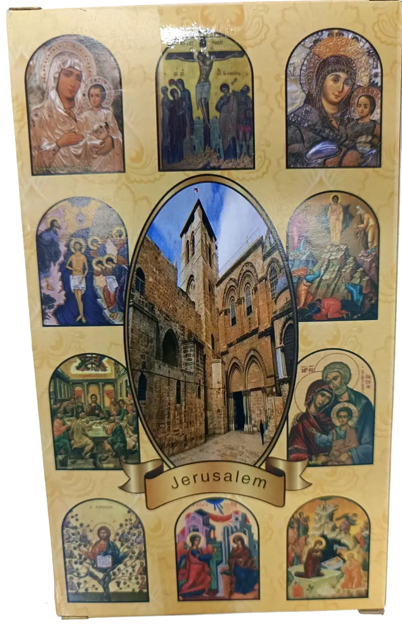 Holy land gift set – water anointing oil soil incense & olive wood crucifix | 5-piece blessing pack from jerusalem