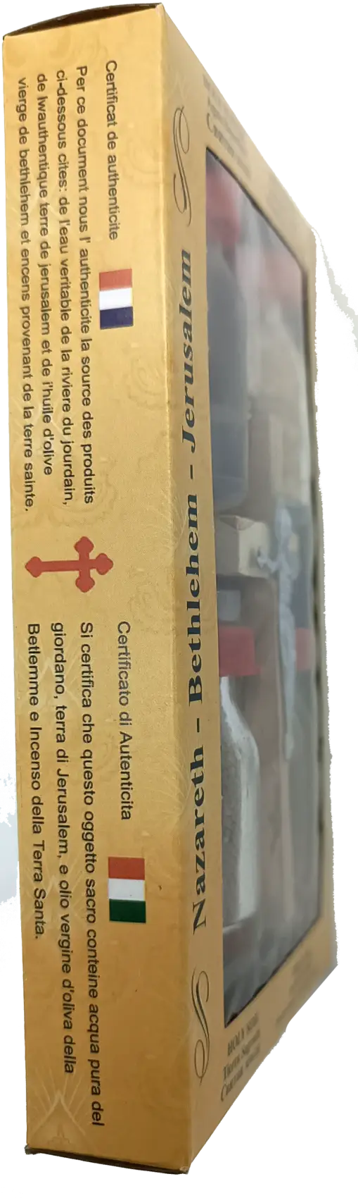 Holy land gift set – water anointing oil soil incense & olive wood crucifix | 5-piece blessing pack from jerusalem