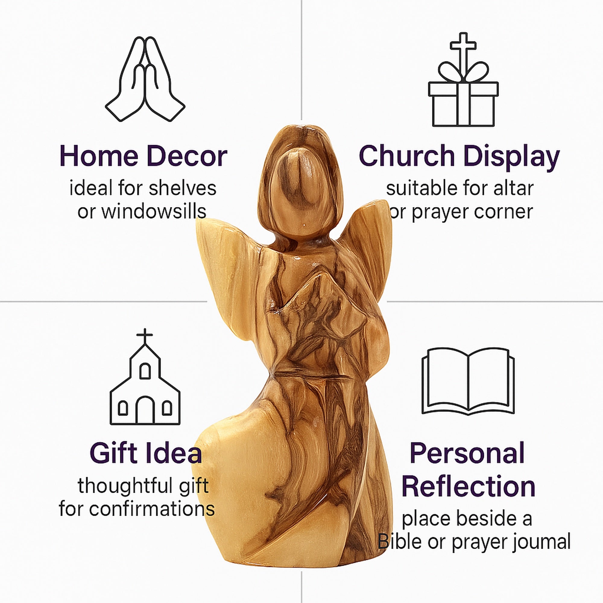 THE ALFEE　Juliet Kingdom オルゴール 木製 Olive Wood Angel Figurine - Praying Figure | Zuluf