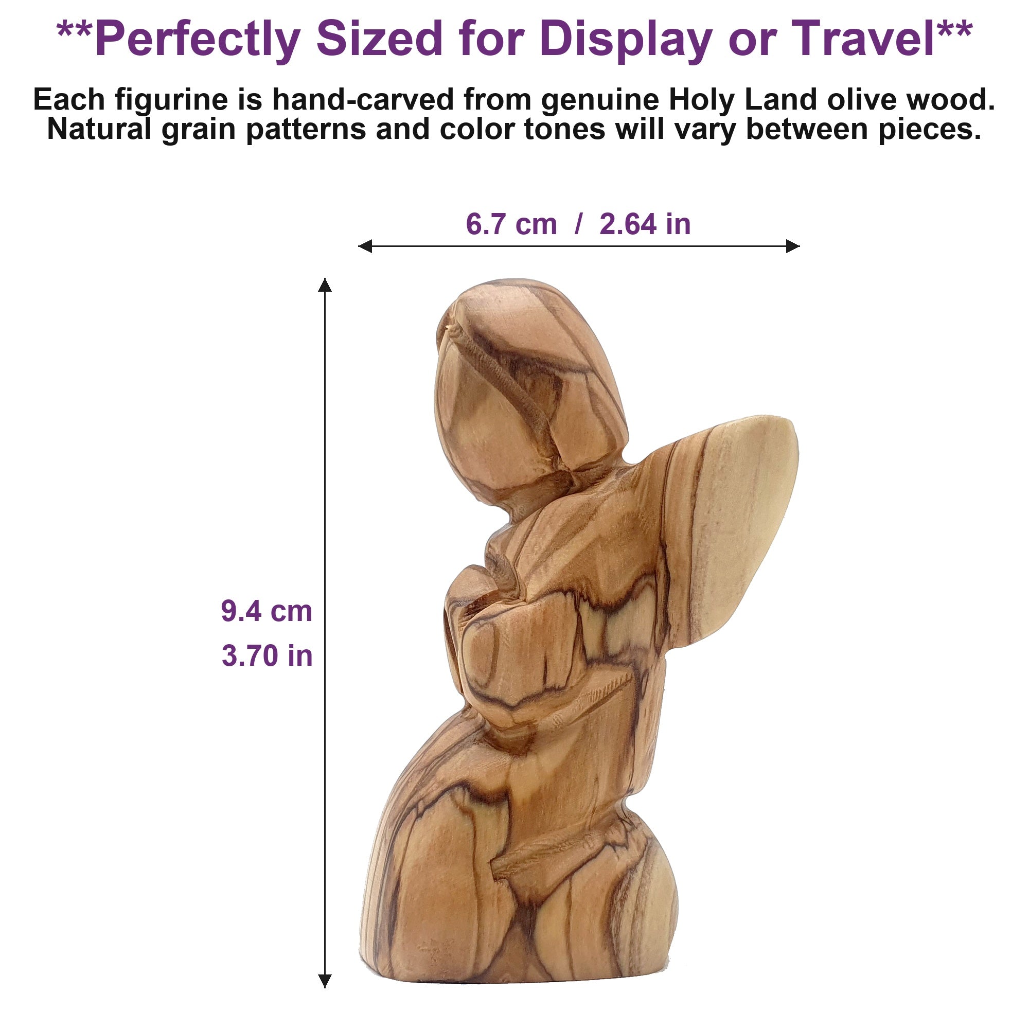 Bethlehem Angel Carving - Kneeling Olive Wood | Zuluf