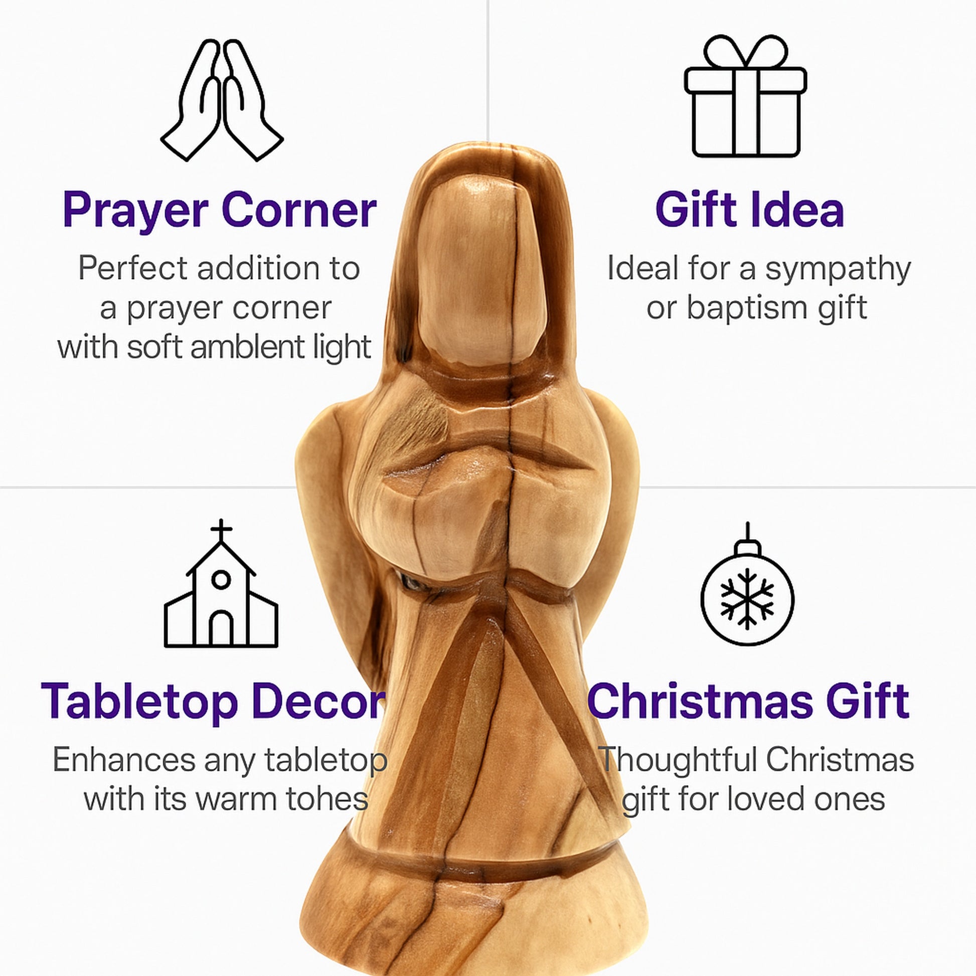 Mini Praying Angel from the Holy Land displayed as a thoughtful religious gift or spiritual home decor accent piece.