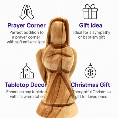 Mini Praying Angel from the Holy Land displayed as a thoughtful religious gift or spiritual home decor accent piece.