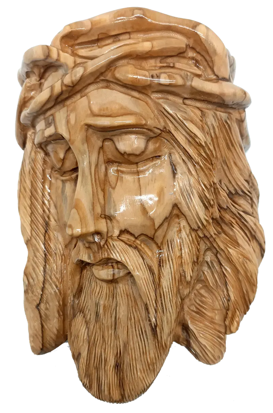 Jesus head wall plaque with crown of thorns handcrafted in holy land - figures