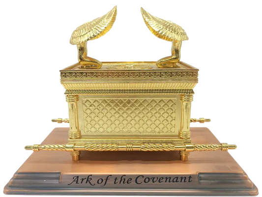 Large ark of the covenant replica – 11’’ x 7.8’’ deluxe copper display model | 2170g heavyweight biblical decor on wood