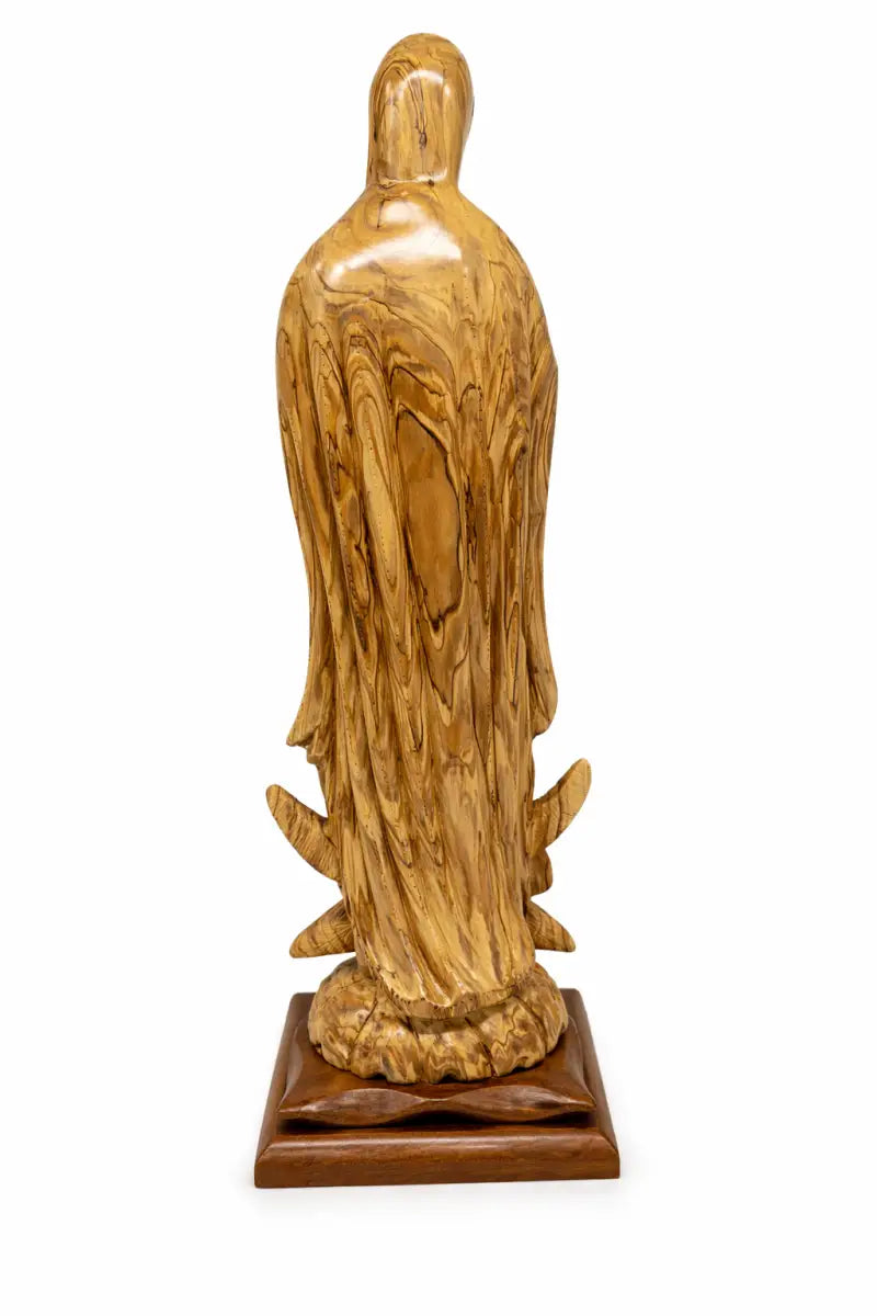 Large hand-carved olive wood virgin mary statue from bethlehem – 25.2’’ handmade holy land religious sculpture - figures