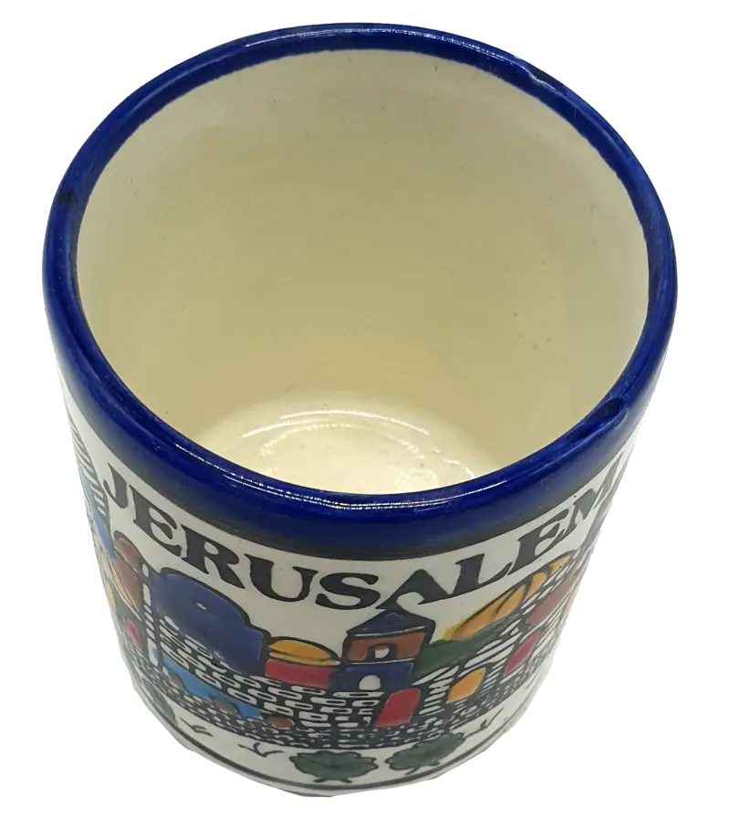 Large handmade ceramic mug authentic hebron pottery