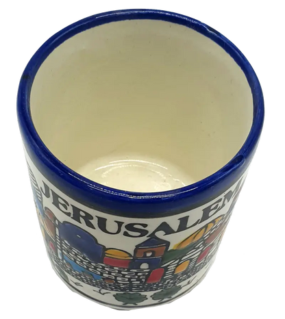 Large handmade ceramic mug authentic hebron pottery