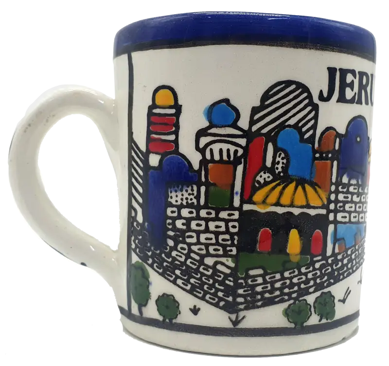 Large handmade ceramic mug authentic hebron pottery