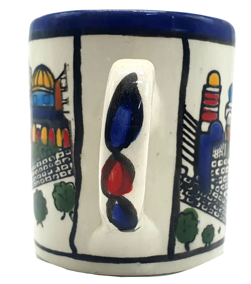 Large handmade ceramic mug authentic hebron pottery