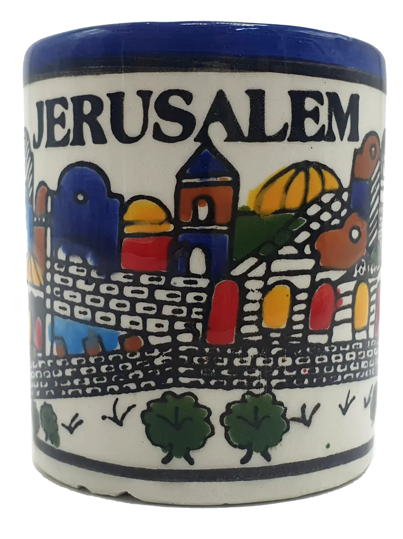 Large handmade ceramic mug authentic hebron pottery