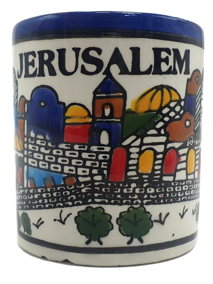 Large handmade ceramic mug authentic hebron pottery