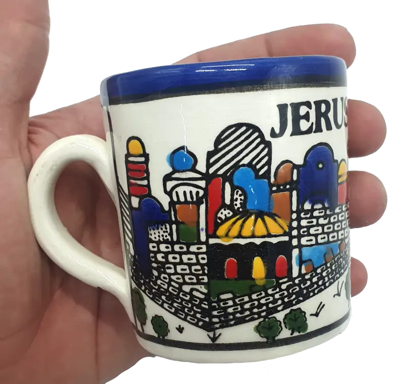Large handmade ceramic mug authentic hebron pottery
