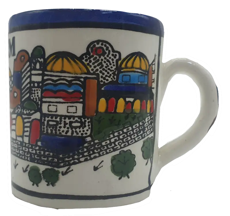 Large handmade ceramic mug authentic hebron pottery