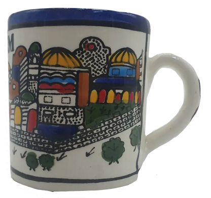 Large handmade ceramic mug authentic hebron pottery