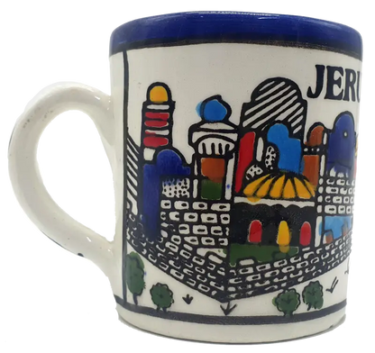 Large handmade ceramic mug authentic hebron pottery - cr045 jerusalem