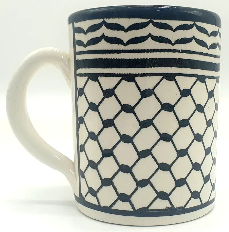 Large handmade ceramic mug authentic hebron pottery - cr046 kufiya