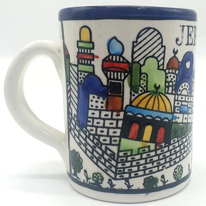 Large handmade ceramic mug authentic hebron pottery - cr048 jerusalem