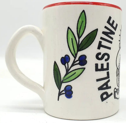 Large handmade ceramic mug authentic hebron pottery - cr052 palestine handala