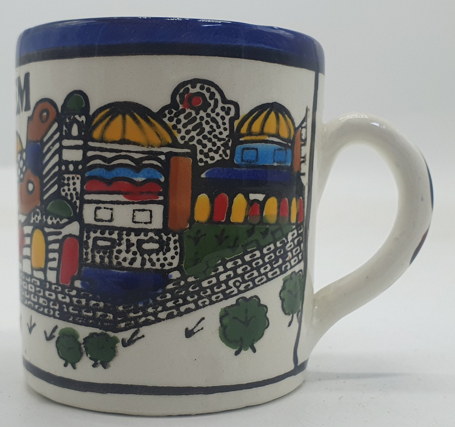 Large Handmade Ceramic Mug for Tea and Coffee - Authentic Hebron Pottery by Palestinian Artisans - Zuluf