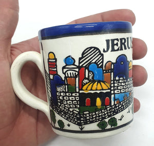 Large Handmade Ceramic Mug for Tea and Coffee - Authentic Hebron Pottery by Palestinian Artisans - Zuluf