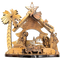 Large Laser-Cut Olive Wood Nativity Scene with Bethlehem Backdrop & Angel – Handcrafted Christmas Décor