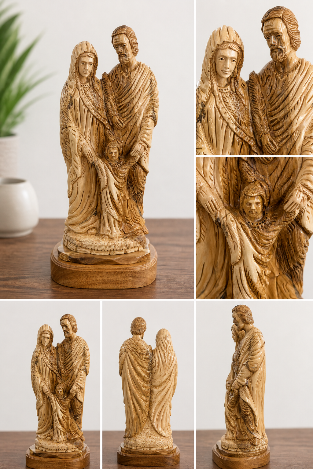 Bethlehem Holy Family statue with close views of Mary Joseph and child Jesus