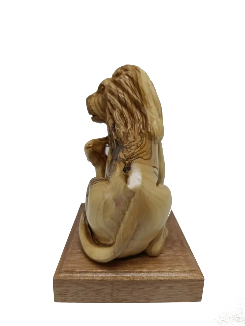 Lion and the lamb hand carved olive wood sculpture from bethlehem holy land - figures