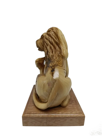 Lion and the lamb hand carved olive wood sculpture from bethlehem holy land - figures